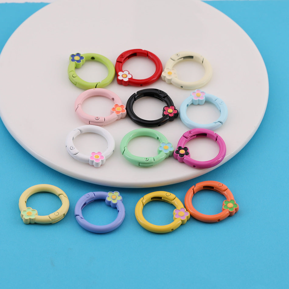 13pcs Colorful Flower Spring Ring Clasp DIY Accessory Finding - additional product photo 1