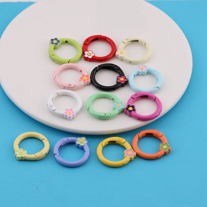 13pcs Colorful Flower Spring Ring Clasp DIY Accessory Finding - additional product photo 1