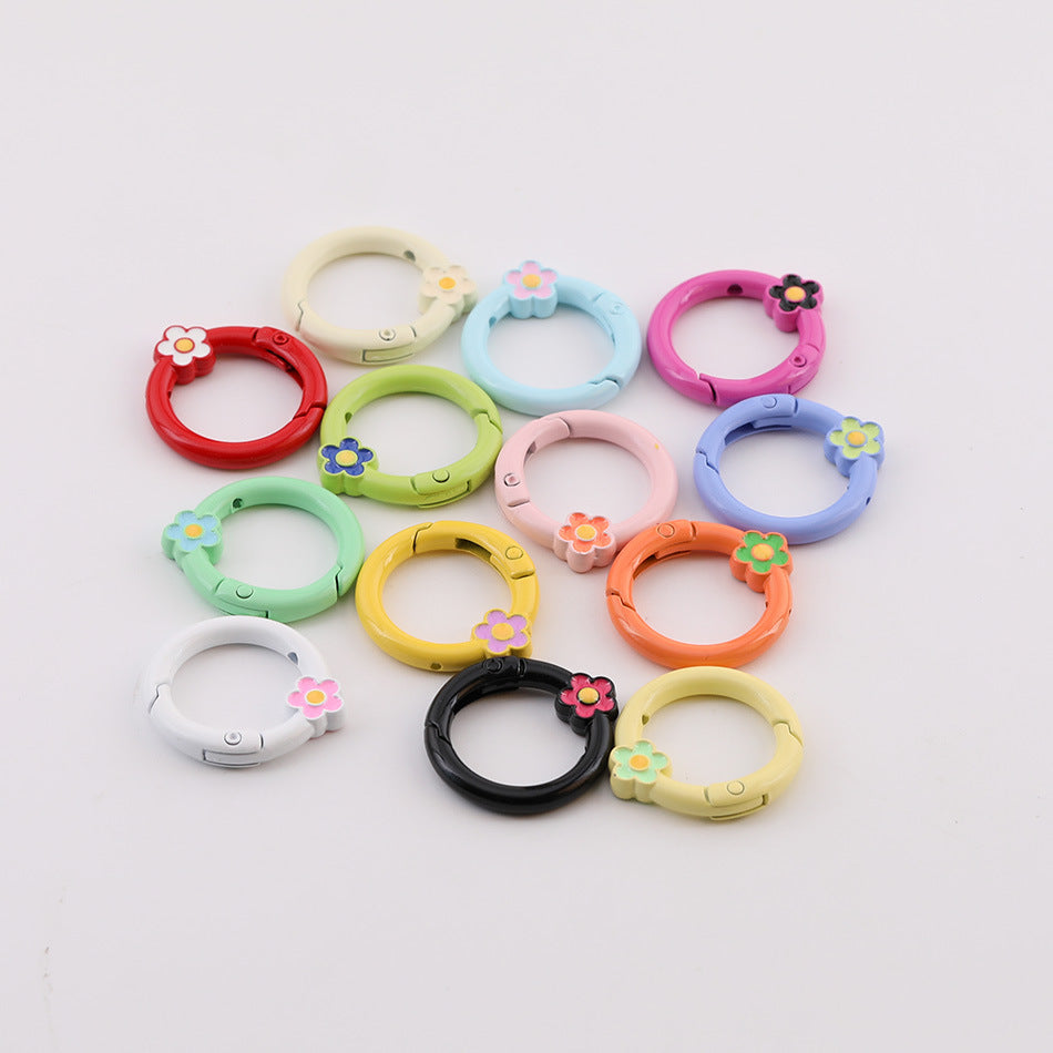 13pcs Colorful Flower Spring Ring Clasp DIY Accessory Finding - Color Random