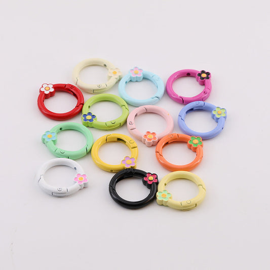 13pcs Colorful Flower Spring Ring Clasp DIY Accessory Finding - Color Random