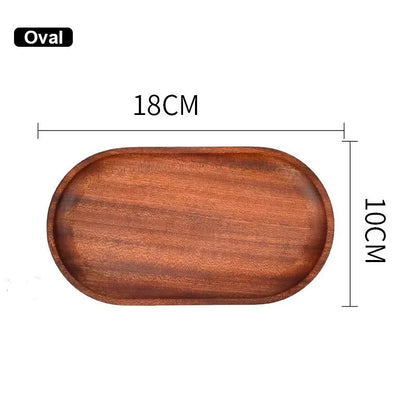 Solid Wood Dinner Plate Tray for Cake Bread Coffee and Tea