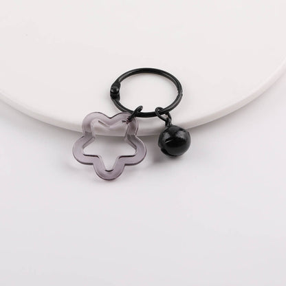 Transparent Star Flower Ring Bell Keychain Colorful Charm - additional product photo 1