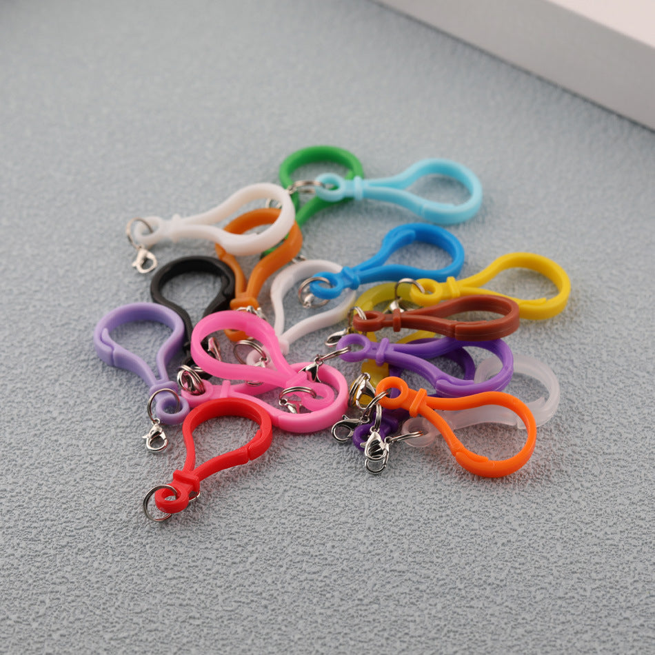 Colorful Plastic Loop Ring Keychain with Lobster Clasp - Fruit Green