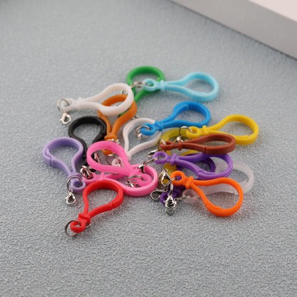 Colorful Plastic Loop Ring Keychain with Lobster Clasp - Fruit Green