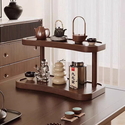 2 Tier Bamboo Makeup Organizer with Cup Holder for Vanity