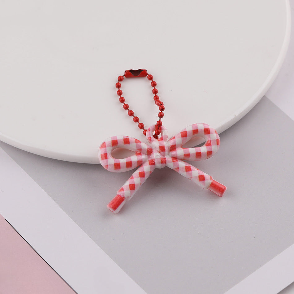 Cute Patterned Bow Charm Pendant Ball Chain Keychain - additional product photo 11