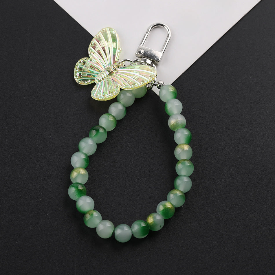 Butterfly Bead Loop Keychain Wristlet Charm DIY - Orange