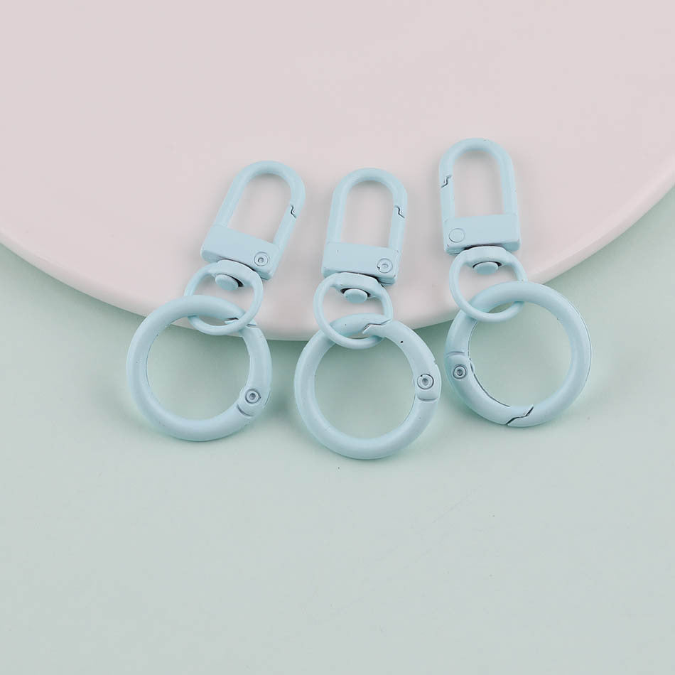 3pcs Colorful Metal Swivel Snap Hook Spring Ring Keychain - Rose Red