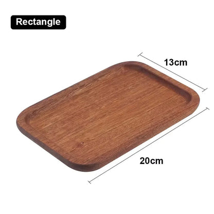Solid Wood Dinner Plate Tray for Cake Bread Coffee and Tea