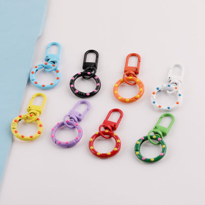 8pcs Colorful Dotted Ring Swivel Lobster Clasp Keychain - additional product photo 2