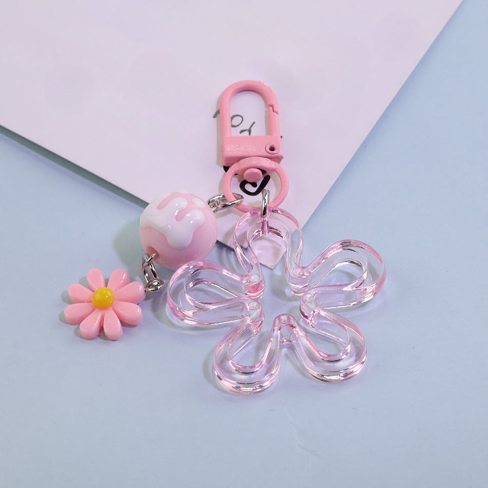 Acrylic Flower Daisy Bead Charm Keychain DIY Jewelry - additional product photo 2