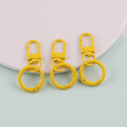 3pcs Colorful Metal Swivel Snap Hook Spring Ring Keychain - Light blue