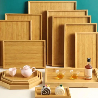 Rectangular Bamboo Tray Wooden Household Fruit and Snack Plate