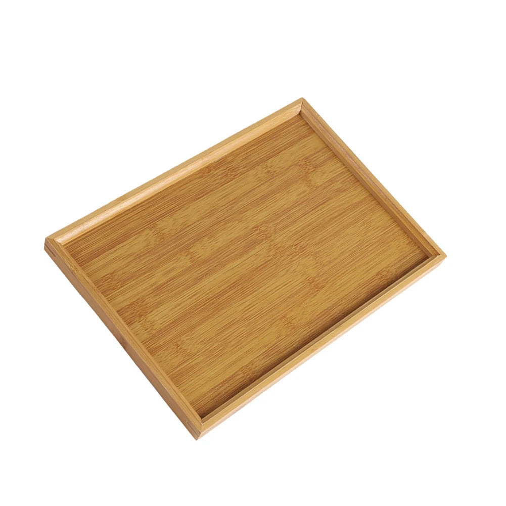 Bamboo Wooden Rectangular Serving Tray for Tea and Cups