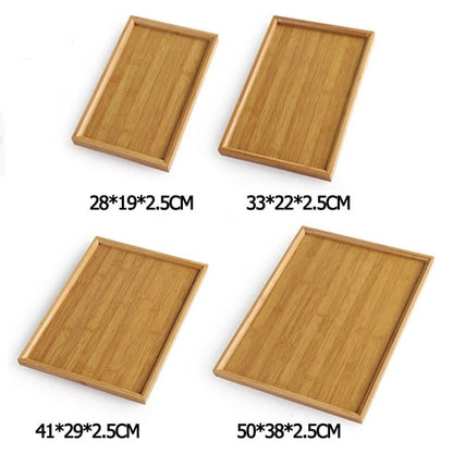 Rectangular Bamboo Tray Wooden Household Fruit and Snack Plate