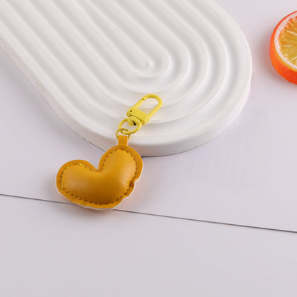 PU Leather Puffy Heart Keychain Charm Bag Pendant - additional product photo 1