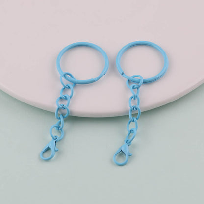 2pcs Colorful Split Ring Chain Lobster Clasp Keychain - Royal blue