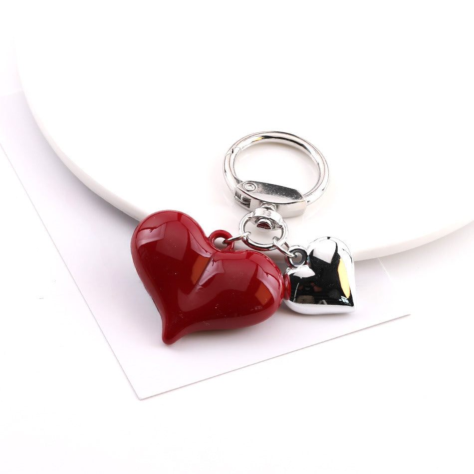Cute Heart Charm Keychain Bag Pendant Accessory - Rose Red