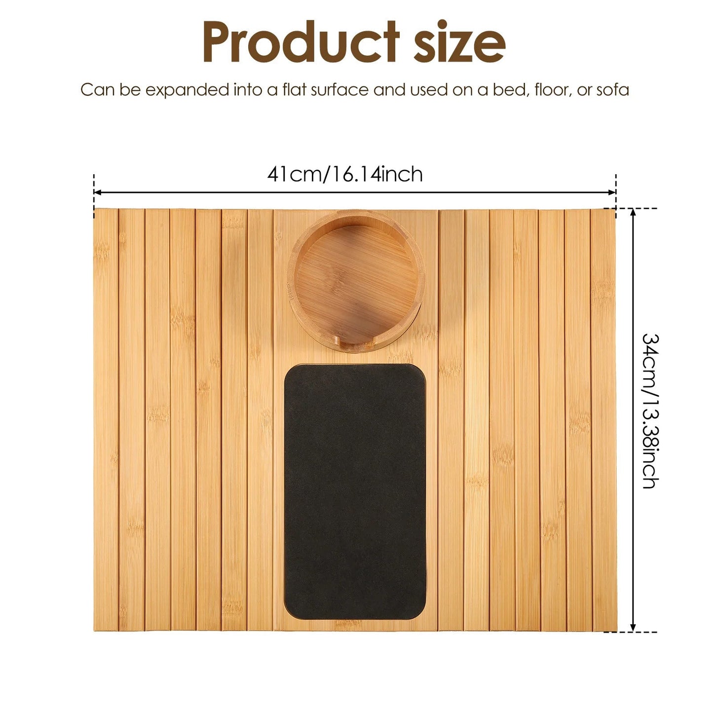 Bamboo Anti-Slip Couch Cup Holder Sofa Armrest Tray
