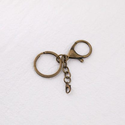 Classic Metal Split Ring Keychain with Lobster Clasp and Chain - Gray
