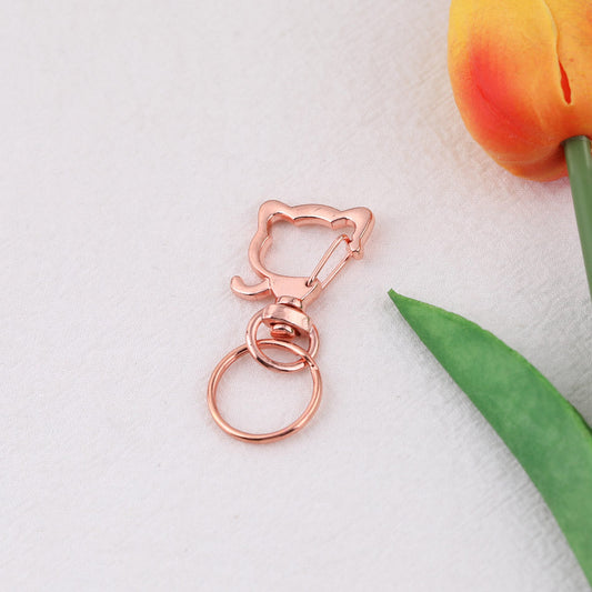 Rose Gold Cartoon Shape Swivel Hook Keychain - Love