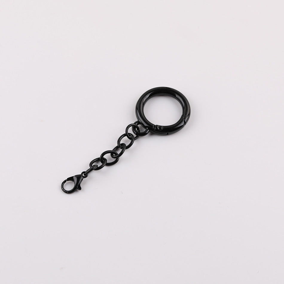 Metal Spring Ring Keychain with Chain and Lobster Clasp - Yellow