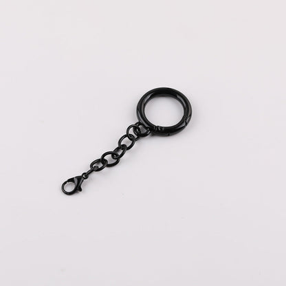 Metal Spring Ring Keychain with Chain and Lobster Clasp - Yellow