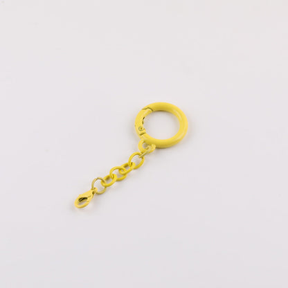 Metal Spring Ring Keychain with Chain and Lobster Clasp - Green