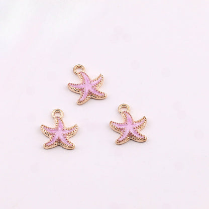 3pcs Enamel Gold Starfish Charm Pendant DIY Jewelry Finding - additional product photo 1