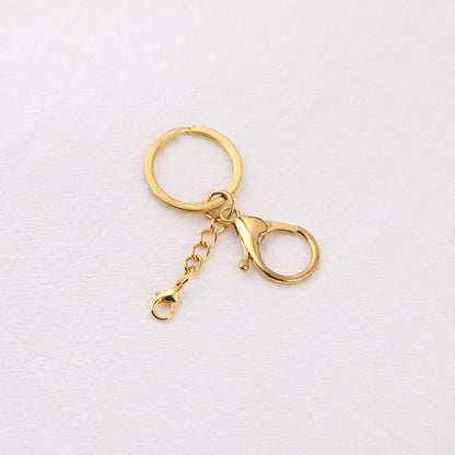 Classic Metal Split Ring Keychain with Lobster Clasp and Chain - black
