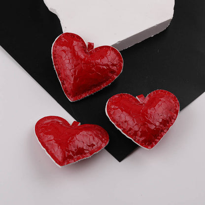 3PCS PU Leather Heart Pendant DIY Charm - Gold