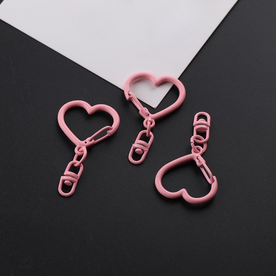 3pcs Colorful Heart Shape Keychain Hook DIY Finding - Cameo Brown