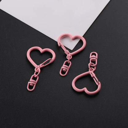 3pcs Colorful Heart Shape Keychain Hook DIY Finding - Cameo Brown