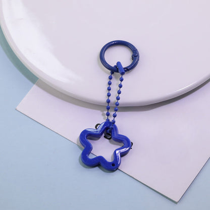Acrylic Star Flower Ring Bead Chain Keychain DIY - Rose Red