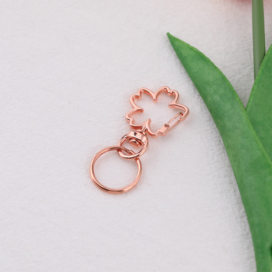 Rose Gold Cartoon Shape Swivel Hook Keychain - Cat