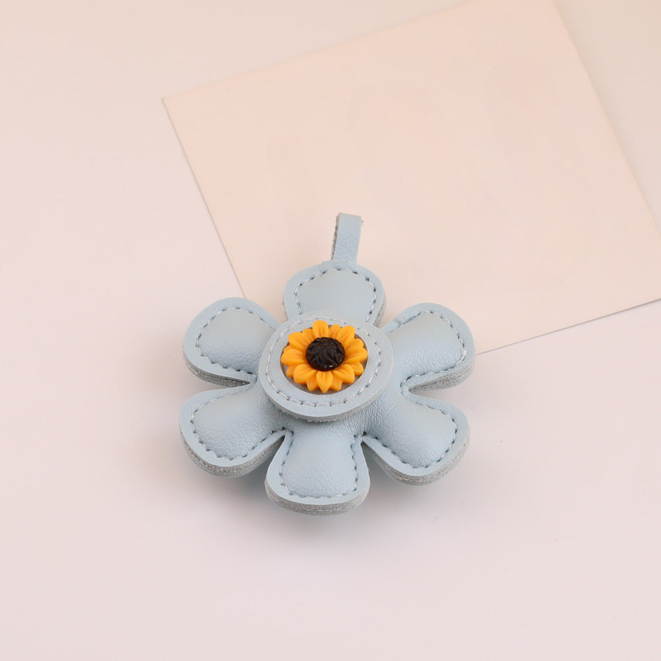Leather Sunflower Daisy Flower Pendant Charm DIY - additional product photo 1