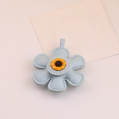 Leather Sunflower Daisy Flower Pendant Charm DIY - additional product photo 1