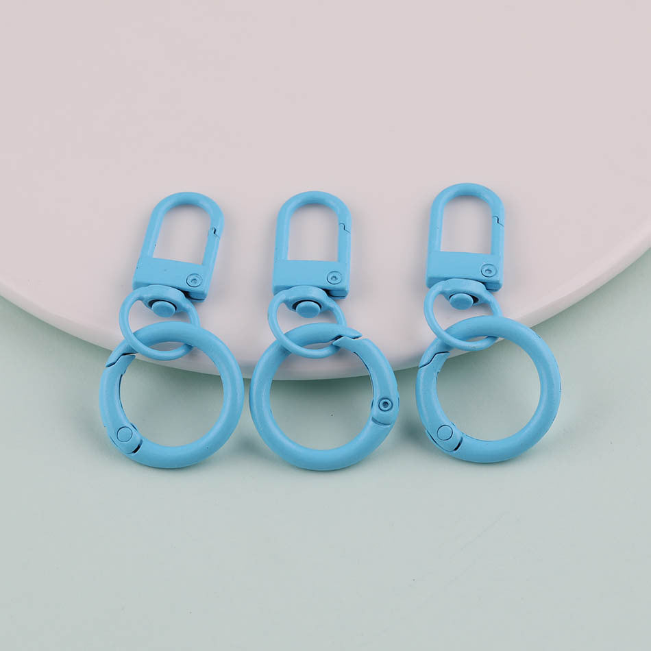 3pcs Colorful Metal Swivel Snap Hook Spring Ring Keychain - Beige