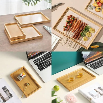 Rectangular Bamboo Tray Wooden Household Fruit and Snack Plate
