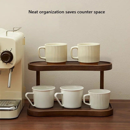2 Tier Bamboo Makeup Organizer with Cup Holder for Vanity