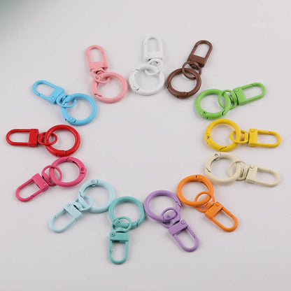 3pcs Colorful Metal Swivel Snap Hook Spring Ring Keychain - Pink