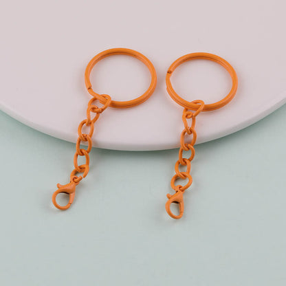 2pcs Colorful Split Ring Chain Lobster Clasp Keychain - Green