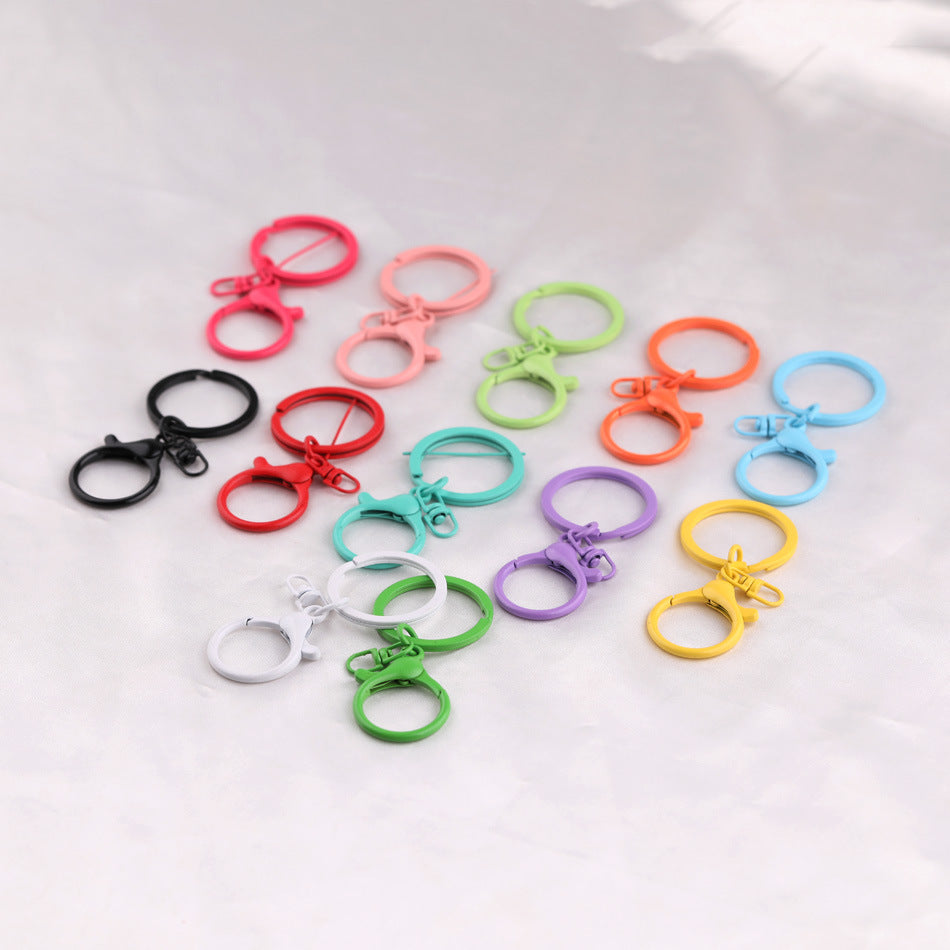 3pcs Colorful Metal Lobster Clasp Split Ring Keychain - Fruit Green