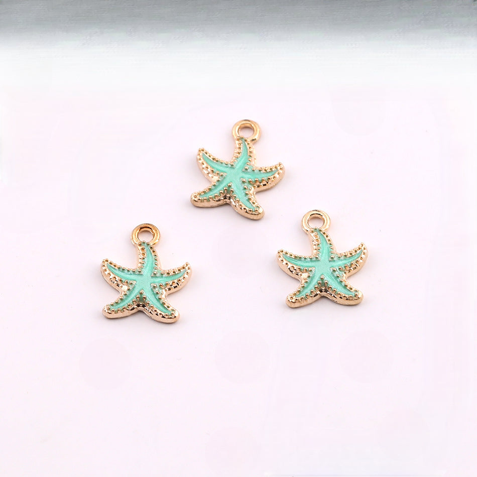 3pcs Enamel Gold Starfish Charm Pendant DIY Jewelry Finding - Purple