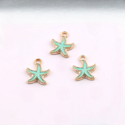 3pcs Enamel Gold Starfish Charm Pendant DIY Jewelry Finding - Purple