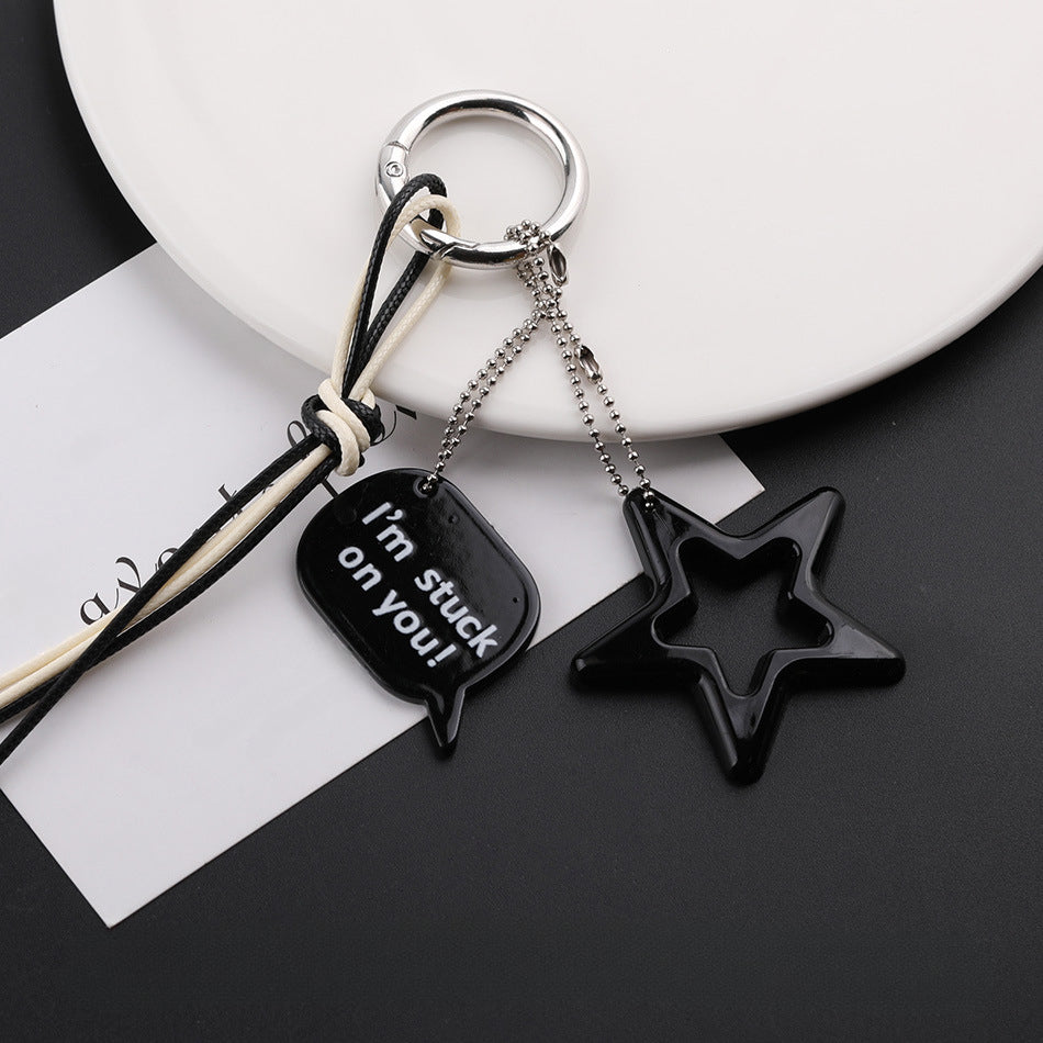 Acrylic Star Bead Chain Message Tag Keychain Charm - additional product photo 1