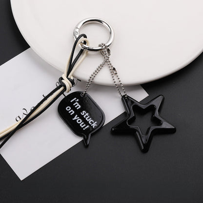 Acrylic Star Bead Chain Message Tag Keychain Charm - additional product photo 1