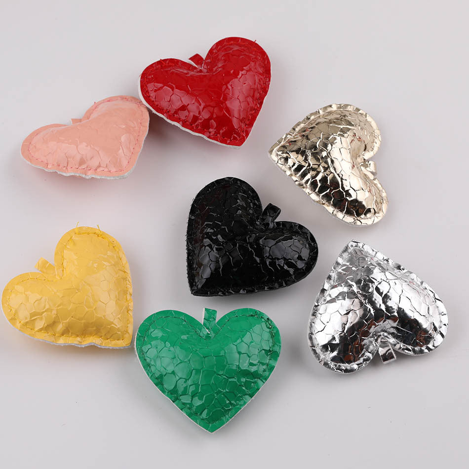 3PCS PU Leather Heart Pendant DIY Charm - Red