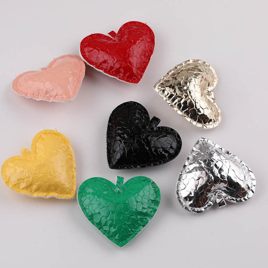3PCS PU Leather Heart Pendant DIY Charm - Red