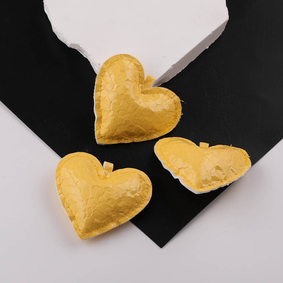 3PCS PU Leather Heart Pendant DIY Charm - Green